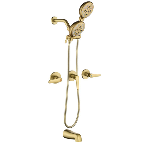 Serene Concealed Cistern Dual Push Button Cover Brushed Brass - Rod