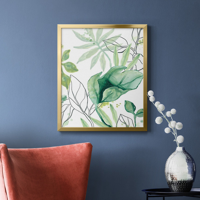 Toile encadrée de qualité tropicale Palm Chorus II - prête à être accrochée, Or, H 20 po x l 16 po