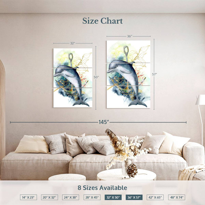 Brampt Dolphin Underwater, 50" H x 32" W