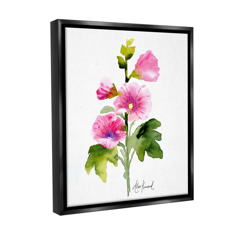 «Pink Watercolor Blossoms Floater Frame» par Alexandria Gilbert Kincaid sur, Cadre flottant noir de jais, H 31 po x l 25 po