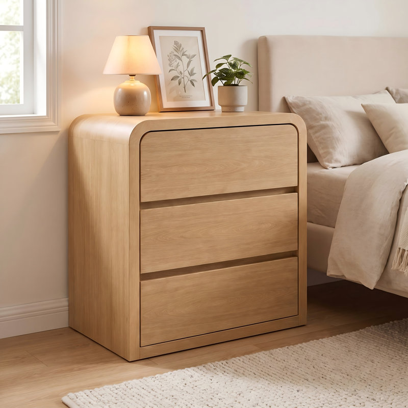 Table de chevet Adamstown de 60 cm de large avec 3 tiroirs, naturelle, Individual