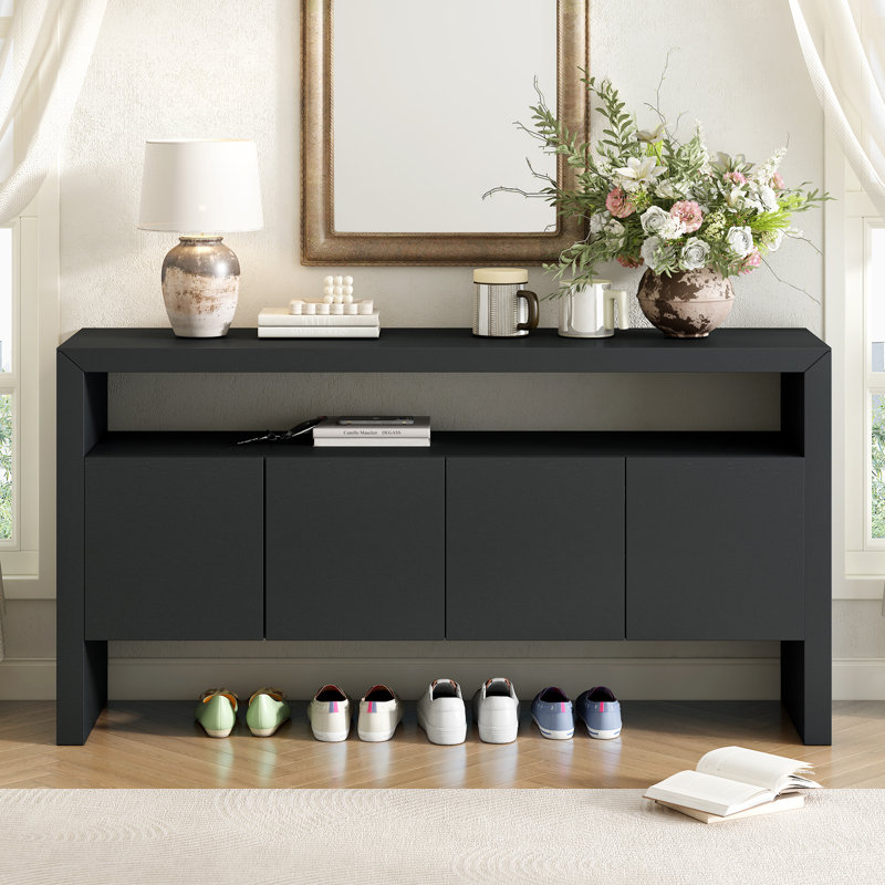 60" 4-Door Sideboard, Black