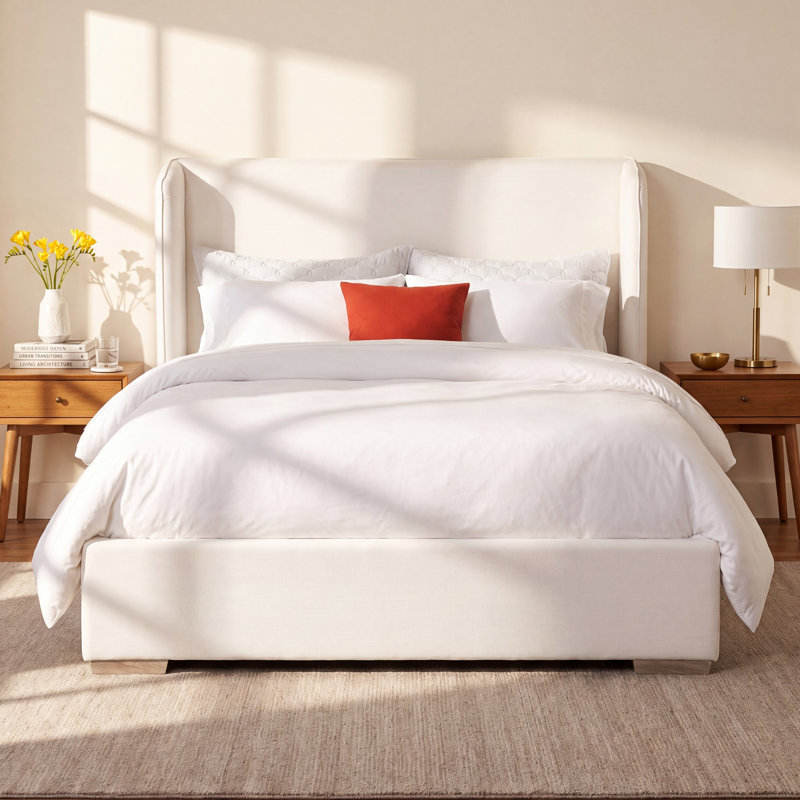 Italia Upholstered Low Profile Platform Bed, King