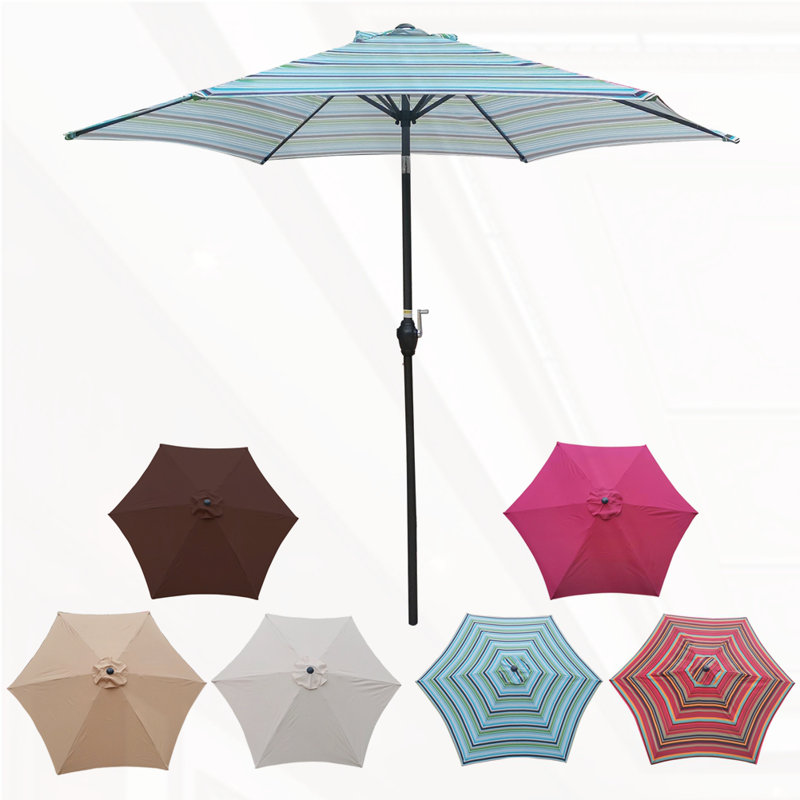 Parasols d'extérieur 9 pi pour patio, Rayures bleues