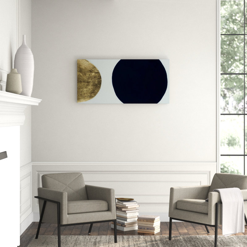 Gold And Indigo Orb Print, 30" H x 63" W x 1.5" D, Gild Gold