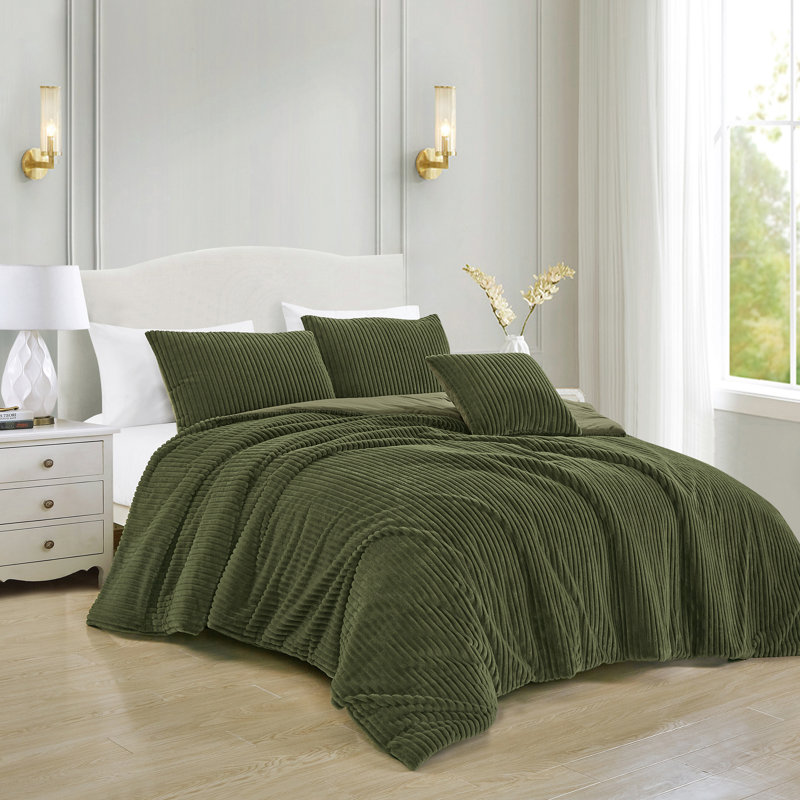 Ensemble d'édredon 4 pièces Apala, Édredon grand et 3 pièces supplémentaires, Vert