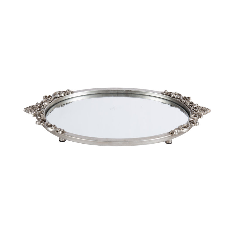 Brunman Oval Ornate Decorative Tray, Silver