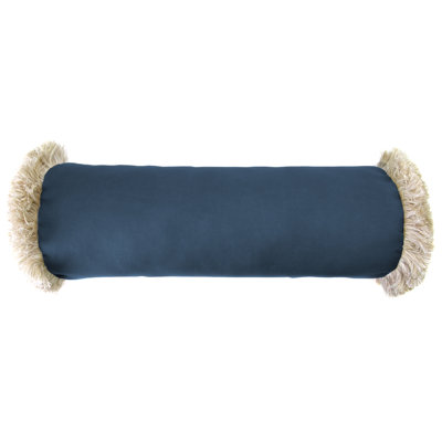 Outdoor Bolster Pillow with Fringe Trim