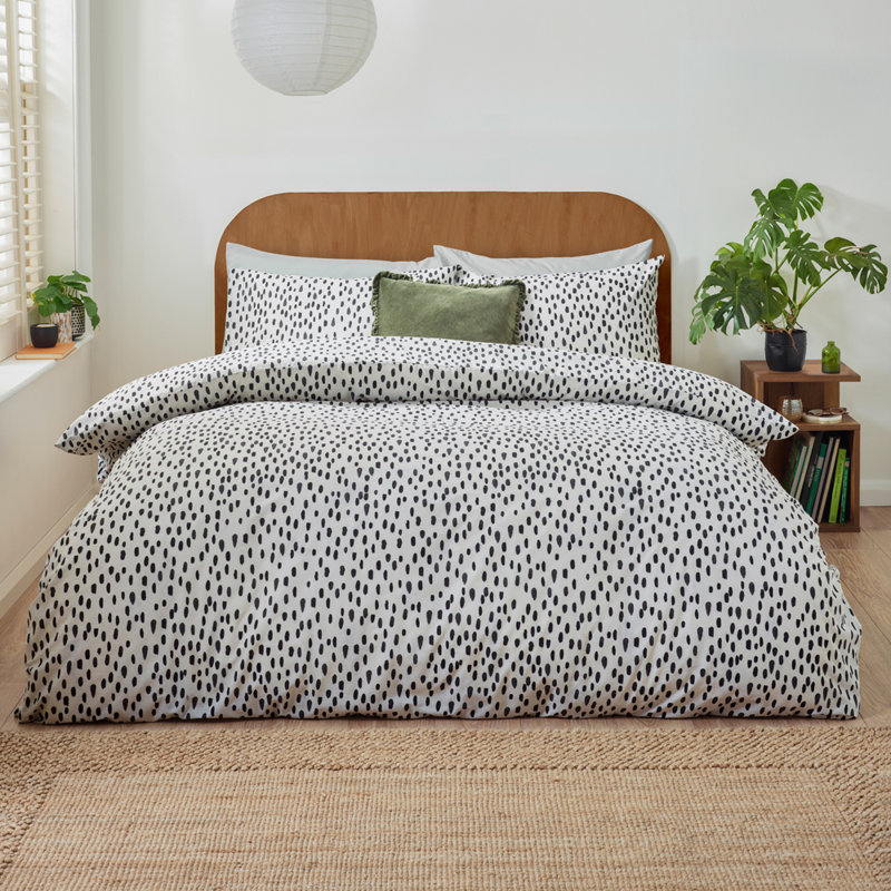 Dottie Cotton Blend Dots Duvet Cover Set with Pillowcases, Double Duvet Cover Set + 2 Standard Pillowcases