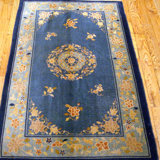 Peking Hand Knotted Wool Oriental Area Rug in Blue/Yellow