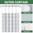 No Hook Grey Shower Curtain With Snap In Fabric Liner Set - Hotel Style With See Through Mesh Top Window, Modern Geometric Waterdrop Design,Waterproof And Washable, 71X74 INCH