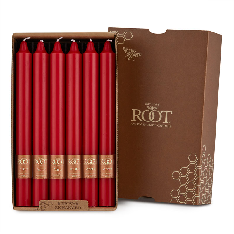 Root Candles Unscented Taper Candle, Red, 9" H x 0.88" W x 0.88" D