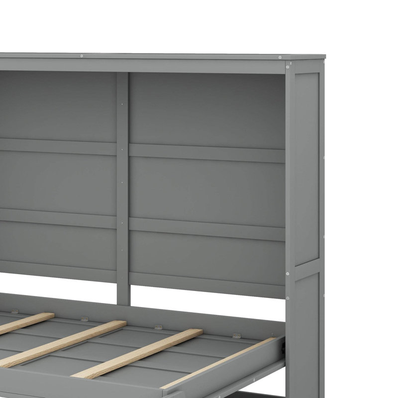 Lit escamotable double pleine grandeur, gris