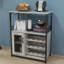 Armoire à vin avec support amovible, porte en filet et pieds réglables, rangement pour boissons alcoolisées à 3 niveaux-1996437725