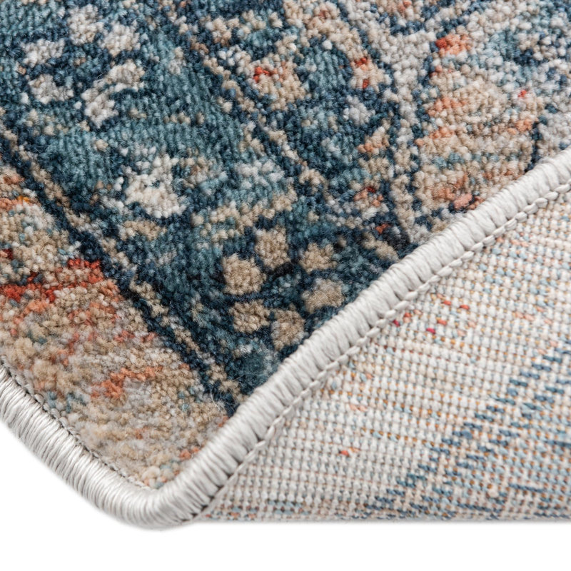 Tapis oriental rouge / bleu Alabama, Ovale 5 pi 3 po x 8 pi