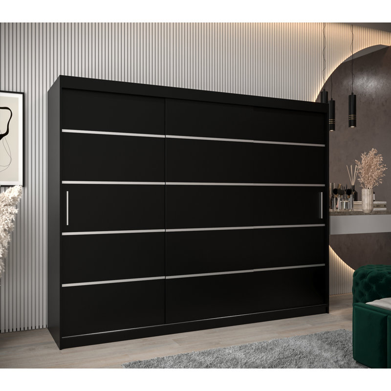 Livnat 3 Door Manufactured Wood Wardrobe, Black Matt