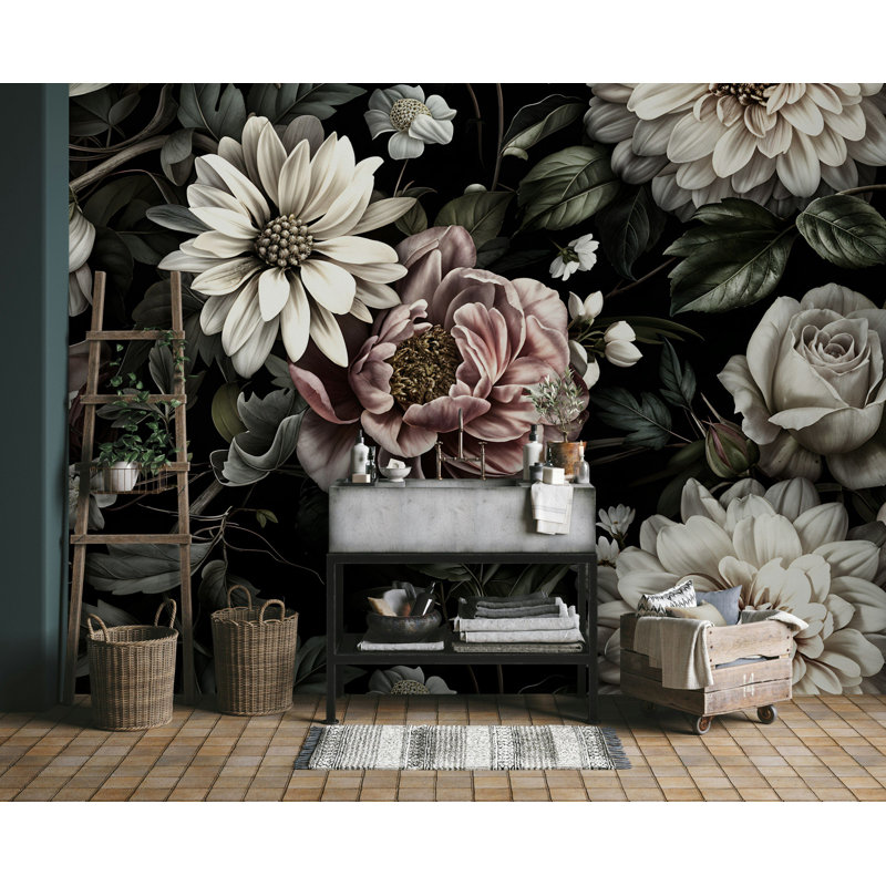 Papier peint floral Moody, L 200 po x L 120 po