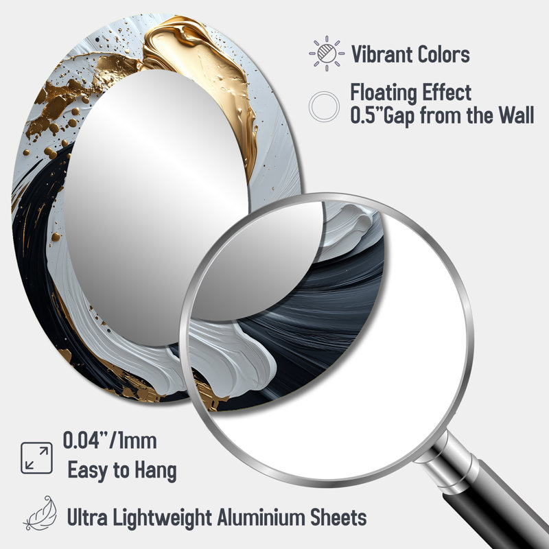 Miroir mural moderne blanc et noir, 40 po x 30 po