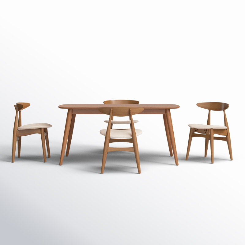 Gallman 5 Piece Dining Set, 29.33" H x 59.06" L x 35.44" W, Natural, Beige