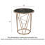 Table d'appoint ronde minimaliste et moderne, plateau en faux marbre noir et piètement conique en métal doré champagne