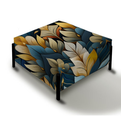 Gold And Blue Splendor Chevron Pattern - Chevron Large Square Ottoman