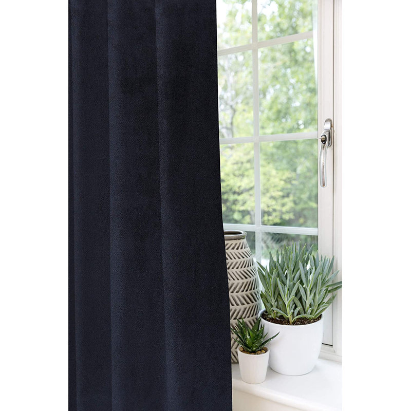 Socotrine Blackout Curtain Pair, Width 116 x Drop 137cm, Black