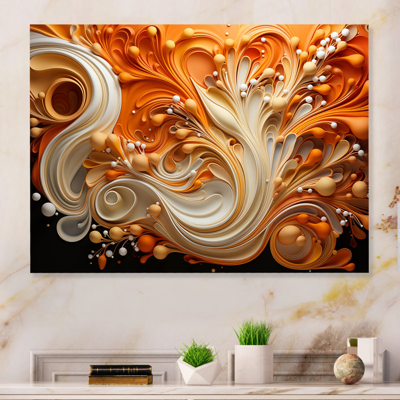 " Abstract Coffee Fluid Flames ", 12" H x 20" W x 1" D