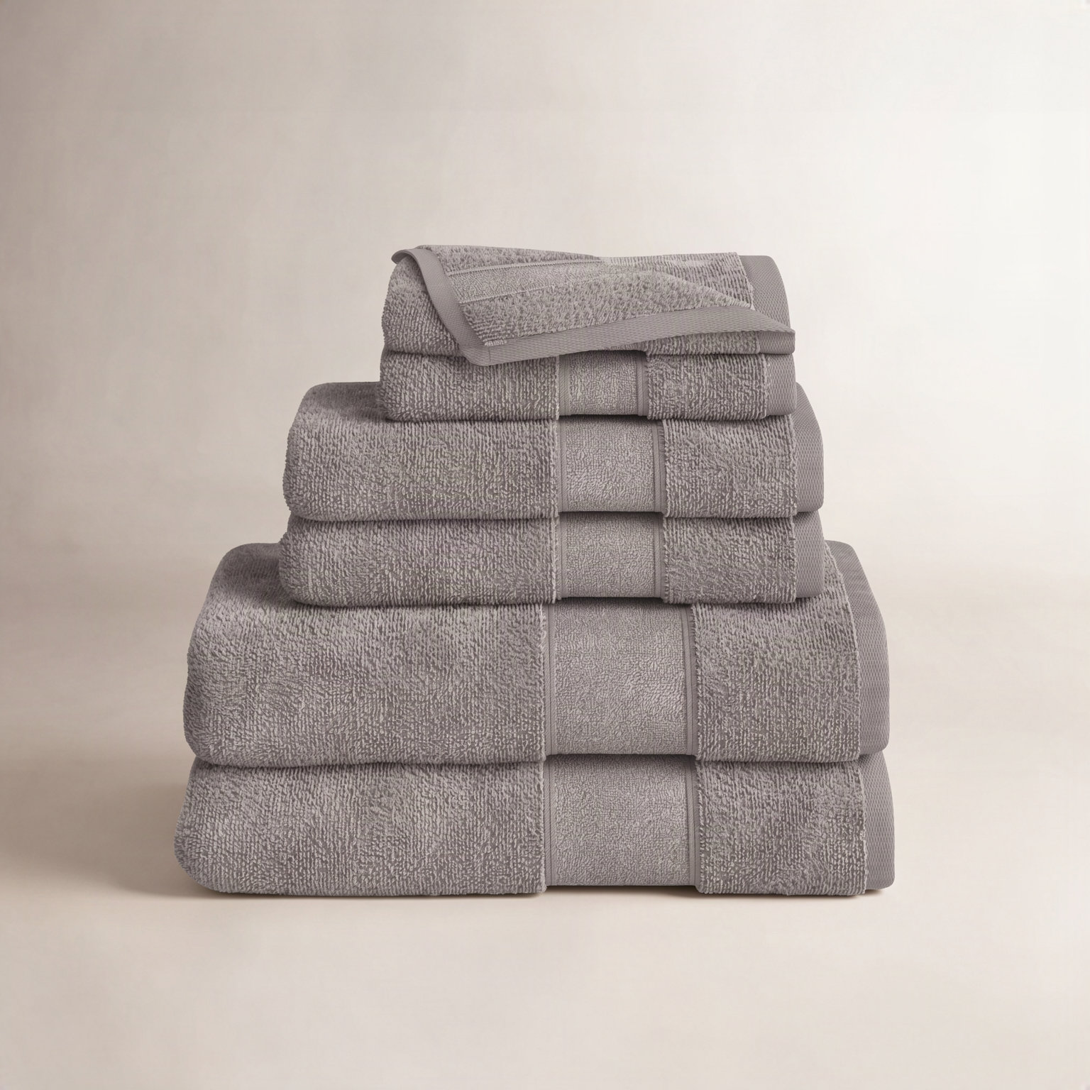 Bidle 6-Piece Turkish Cotton Towel Set, Aluminium