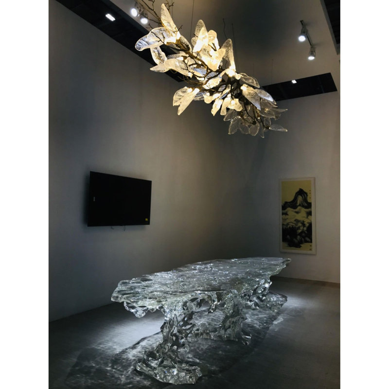 Lustre à 4 lumières Murana, Laiton brossé, Vert, 26” Wide x 32" Depth x 25” Height