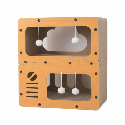 Modern 3-Tier Cardboard Cat House with Scratching Pad and Interactive Play Area
