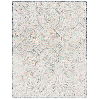 Daly Hand Tufted Wool Blue/Rust Area Rug