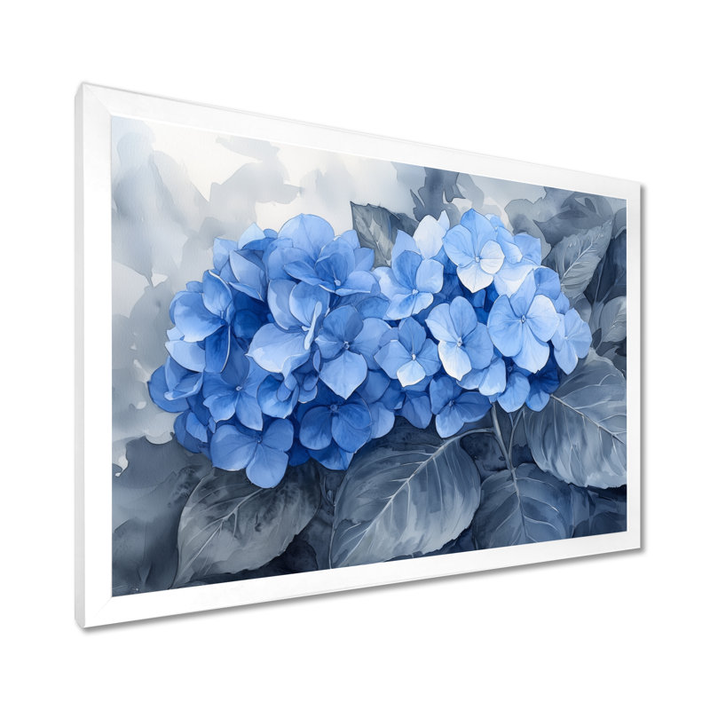 «Ilkinas Hydrangeas In Greyscale Garden I - Hydrangea Large», art mural, Reproduction encadrée d'une seule photo, Blanc