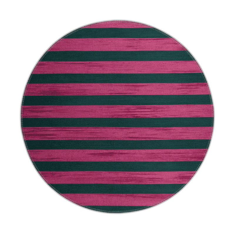 Tapis intérieur / extérieur bleu HorizontalStripes, Rond 5 pi