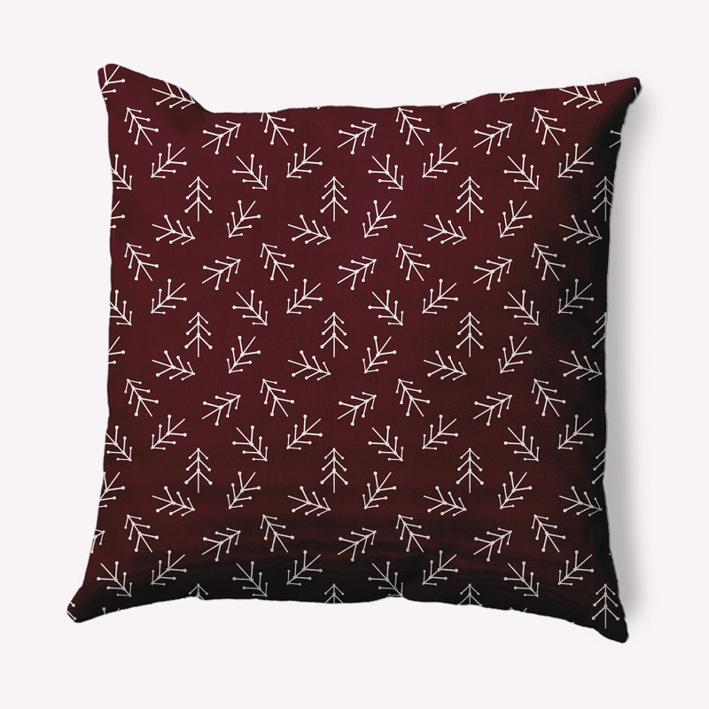 Coussin décoratif intérieur / extérieur Holiday Cheer, 18 po x 18 po, Noël bourgogne