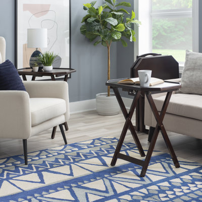 Bartelso Octagon Wood Tray Table Set with Stand