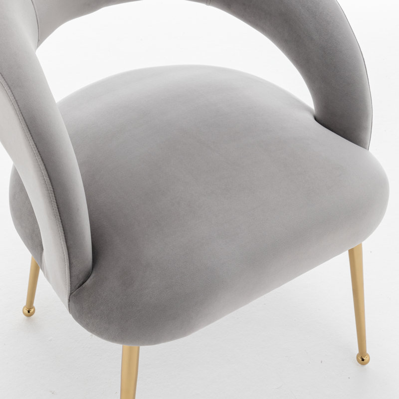 Lokelani 19.3'' H Velvet Upholstered Armchair, Gray, 6