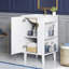 Ensemble de meuble-lavabo simple autoportant avec porte à fermeture douce, poignées en demi-lune chic, style français, blanc, 20 po-128990492-128990493
