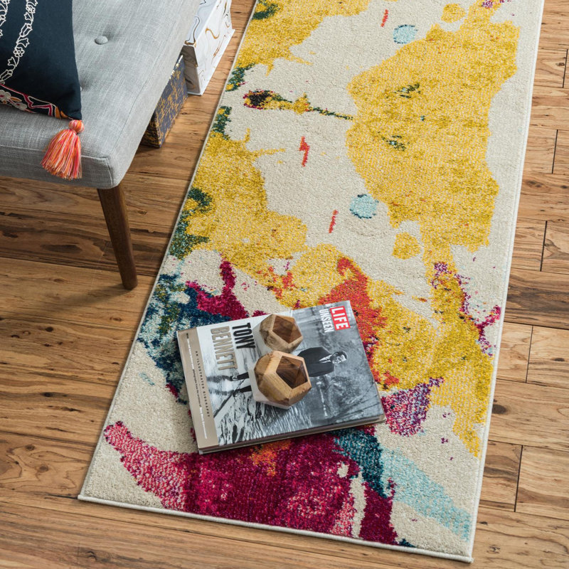 Eddins Washable Abstract Indoor Rug, Runner 2'7" x 10'