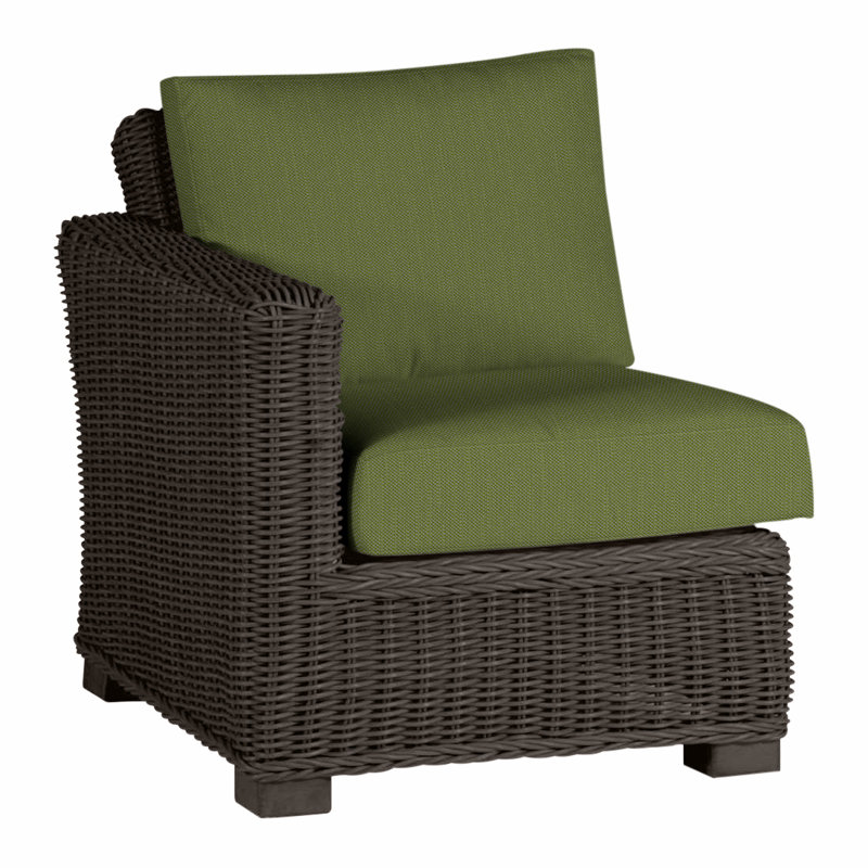 Canapé modulaire d'extérieur en résine tressée rustique N-Dura, Pas de soudure, Noyer noir, Forêt de lin