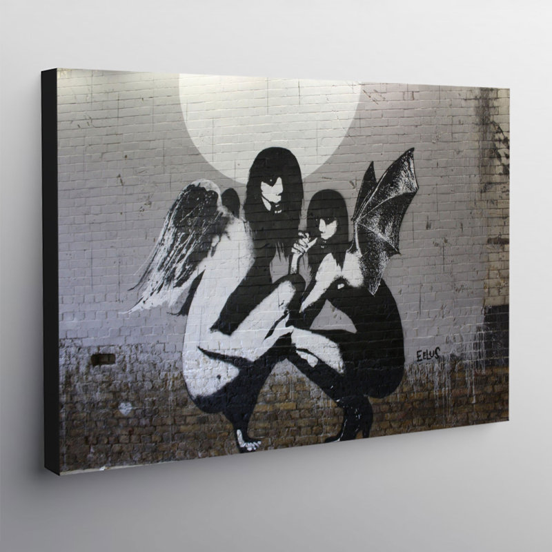 Banksy Angel And Demon Girls by Banksy - Wrapped Canvas Print, 61cm H x 81.3cm W x 3.8cm D