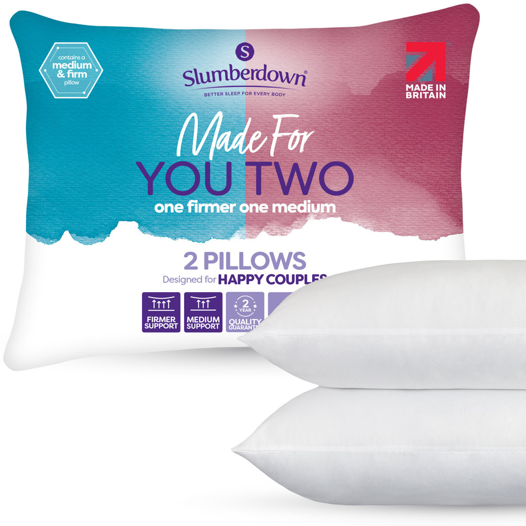 Slumberdown Unisex White 2 Pack Made For You Two Medium & Firm Support Pillows In - Image 6