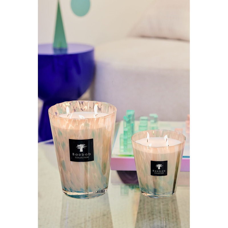 Pearls Sapphire Candle, 13.8" H x 9.36" W x 9.36" D