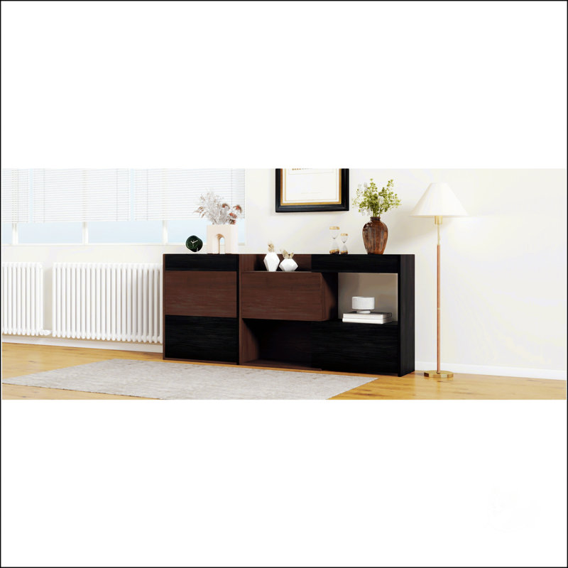 Set Of 2 Extendable And Rotating Cabinet With 1 Drawer