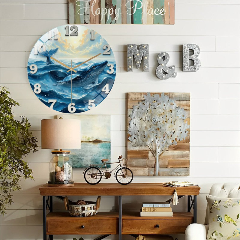 Horloge murale baleine - Horloge murale 12 po