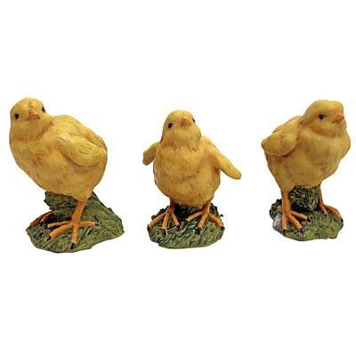 3 Piece Baby Chicken Statues Set