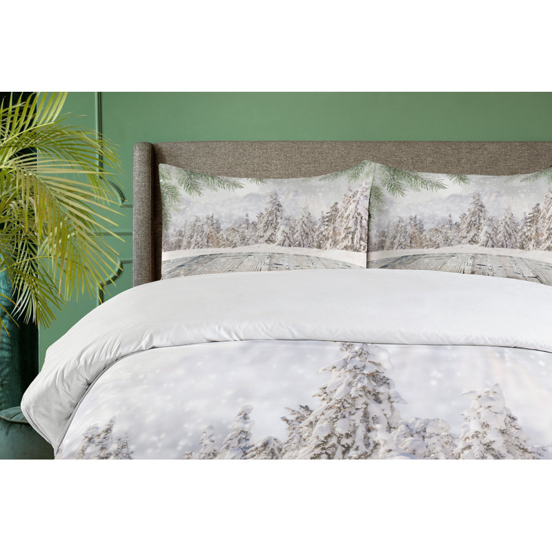 King Size Winter Forest Microfiber Duvet Cover Set