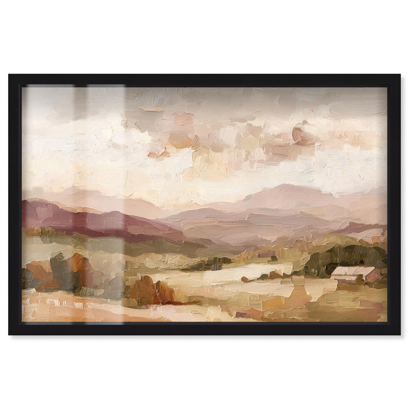 Décoration murale rustique Rolling Hills I Shadowbox par Art Remedy, cadre noir, 31 x 21, H 21 po x l 31 po, Structure noire