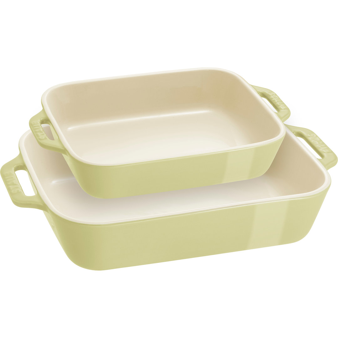 Ceramique Rectangular Baking Dish Set Macaron 2 Piece Staub 