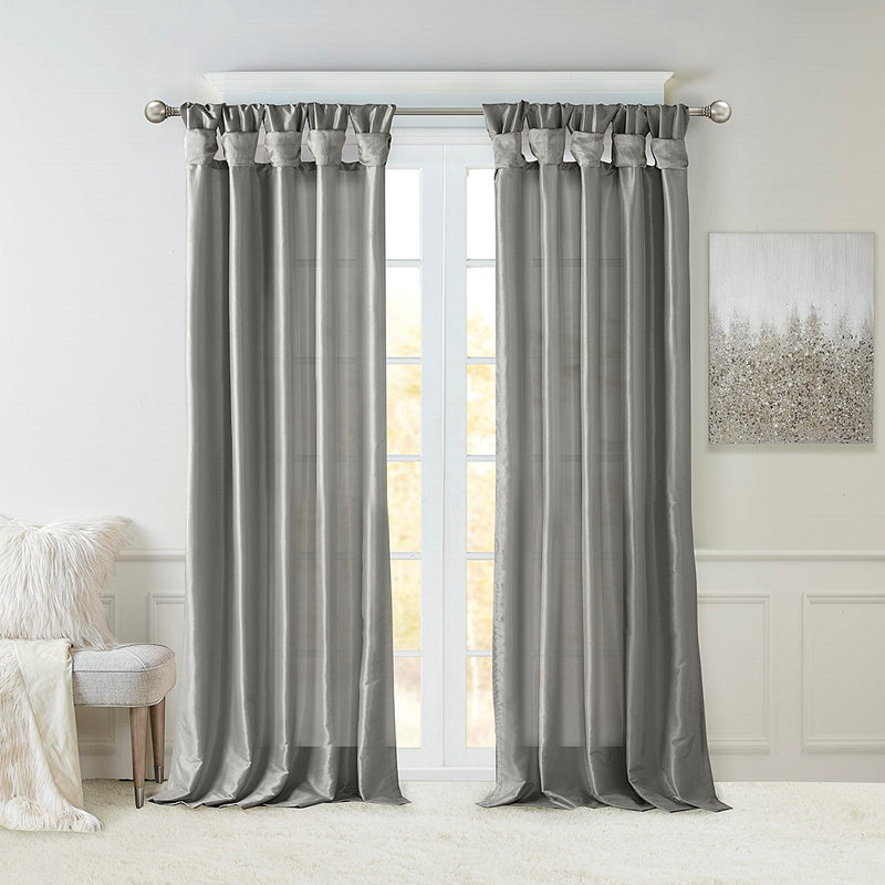 Panneau de rideau de fenêtre à pattes torsadées 50 x 95 po, Gris anthracite, L 50,05 po x L 95,05 po