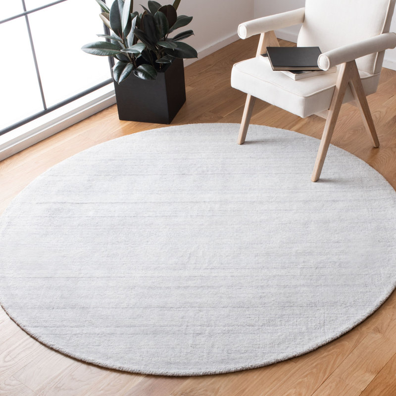 Messier Striped Hand-Woven Flatweave Beige Area Rug, Round 6'